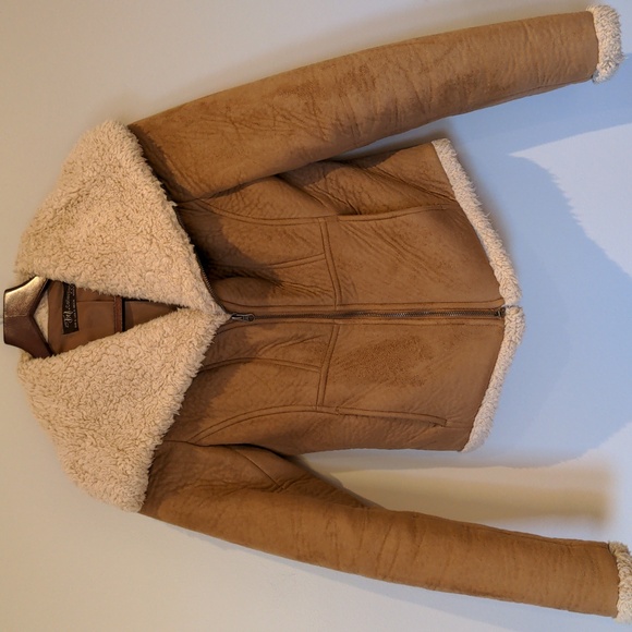 Zara Jackets & Blazers - Zara Trf Collection Faux Suede Camel Teddy Collar Bomber Jacket Size Small